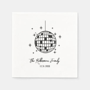 Handgezeichneter Disco Ball Neujahr Serviette