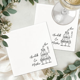 Handgezeichneter Einfacher Cocktail Hochzeit Serviette