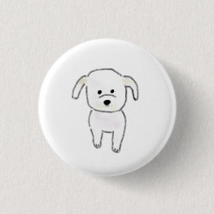 Handgezeichneter einfacher weißer Welpe Button