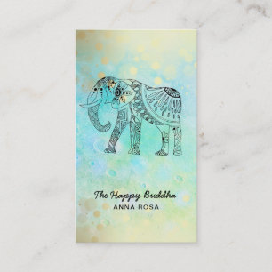 *~* Handgezeichneter Elephant Gold Glitzer Buddha Visitenkarte