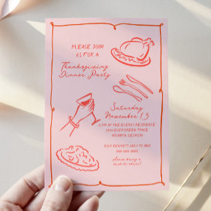 Handgezeichneter Erntedank - Einladung