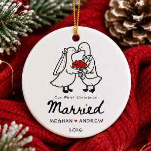 Handgezeichneter Erster Weihnachten Verheiratet Sc Keramik Ornament