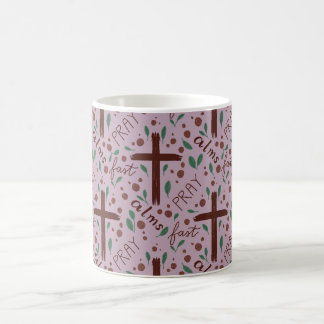 Handgezeichneter Fastenkreuz- und Rosen-Mug Kaffeetasse