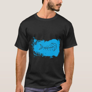 Handgezeichneter Fischgräten. T-Shirt