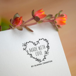 Handgezeichneter floraler Herz-Kranz, hergestellt Gummistempel