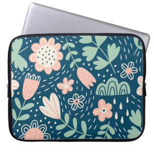 Handgezeichneter floraler stilvoller Stoff. Nahtlo Laptopschutzhülle