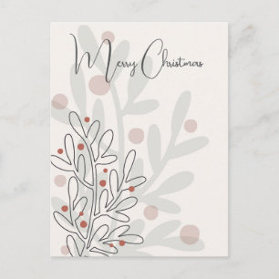 Handgezeichneter floraler Weihnachtsmistelzweig Postkarte