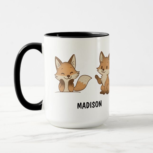 Handgezeichneter Fuchs Benutzerdefiniert Süß Tasse (Links)