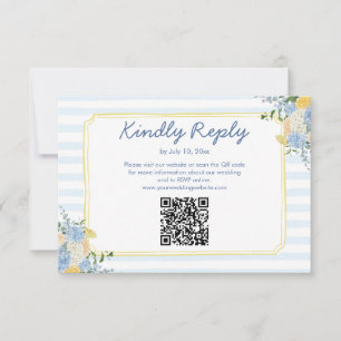 Handgezeichneter gelber blauer Streifen Hochzeitsw RSVP Karte