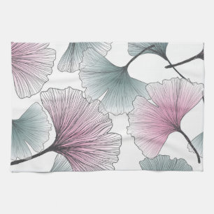 Handgezeichneter Gingko biloba. Geschirrtuch