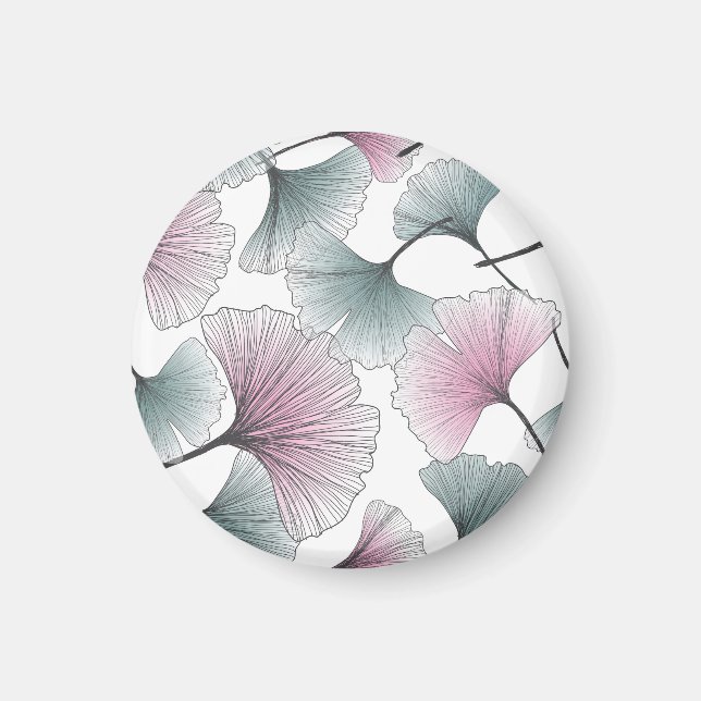 Handgezeichneter Gingko biloba. Magnet (Vorne)
