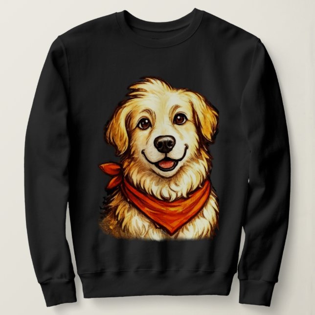 Handgezeichneter glücklicher Golden Retriever Pull Sweatshirt (Design vorne)