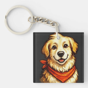 Handgezeichneter glücklicher Golden Retriever Swea Schlüsselanhänger