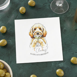 Handgezeichneter Golden Doodle Dirty Martini Cockt Serviette