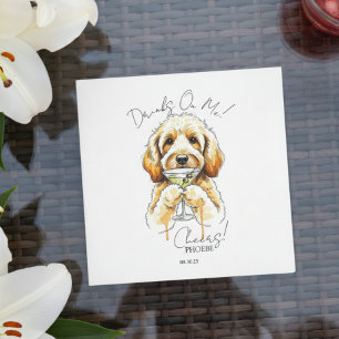 Handgezeichneter Golden Doodle Martini Offener Bar Serviette
