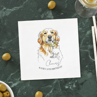Handgezeichneter Golden Retriever Dirty Martini Co Serviette