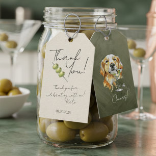 Handgezeichneter Golden Retriever Martini Danke Geschenkanhänger