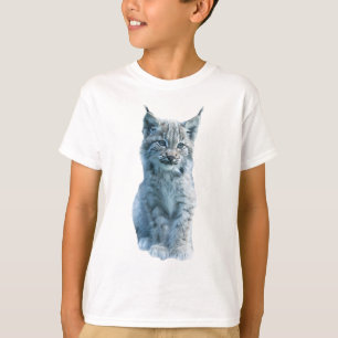 Handgezeichneter grauer Bobcat-Luchs-Wildkatzenjun T-Shirt