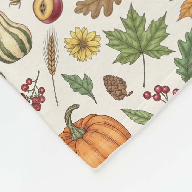 Handgezeichneter Gravurstil Herbstgemüse Fleecedecke (Ecke)