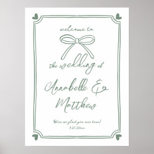 Handgezeichneter grüner Bogen Whimsical Hochzeitsb Poster