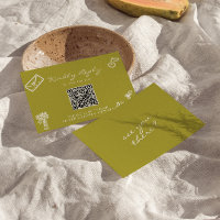 Handgezeichneter grüner romantischer QR-Code zur H