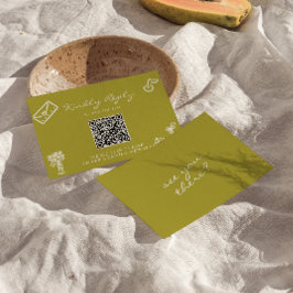 Handgezeichneter grüner romantischer QR-Code zur H RSVP Karte