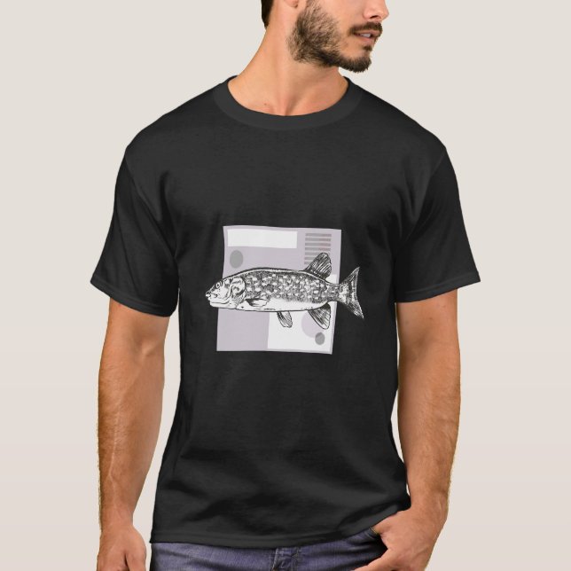Handgezeichneter Hechtfisch T-Shirt (Vorderseite)