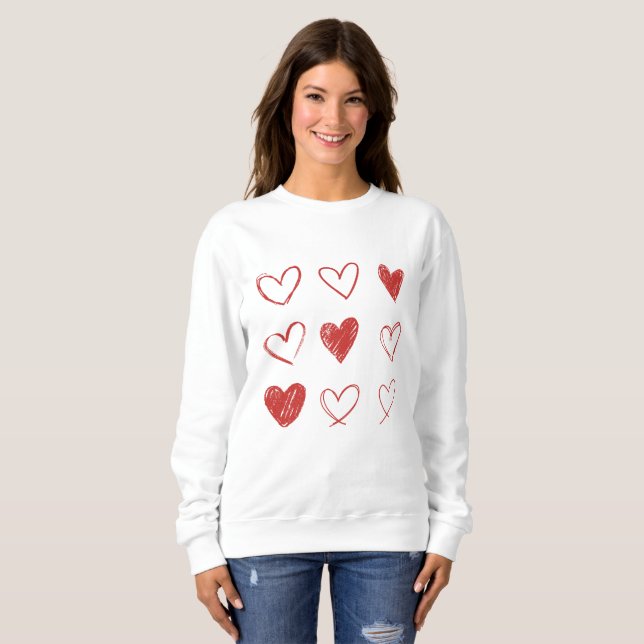 Handgezeichneter Herz Pullover (Vorne ganz)