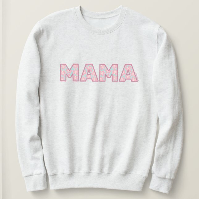 Handgezeichneter Hibiskus Mama Sweatshirt (Design vorne)