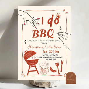 Handgezeichneter Hinterhof Ich mache GRILLEN-Verlo Einladung