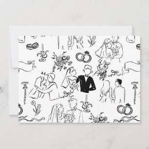handgezeichneter Hochzeitsantrag Verlobung Einladung