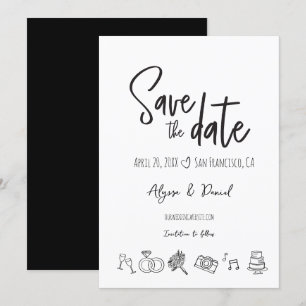 Handgezeichneter Hochzeitsschick Save the Date Sch
