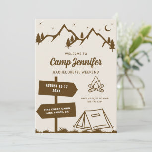 Handgezeichneter Junggesellinnenabschied im Camp Einladung