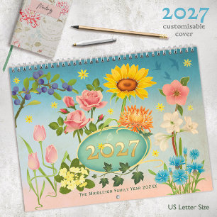Handgezeichneter Kalender Art Nouveau Blumen
