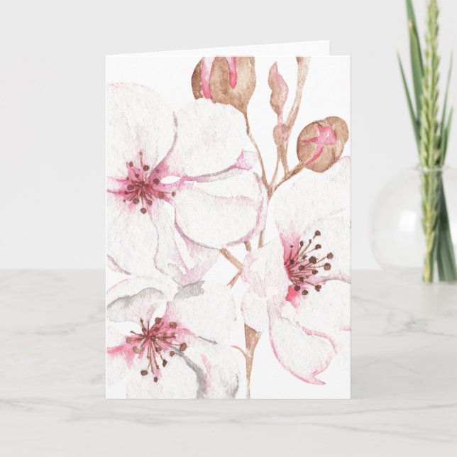 Handgezeichneter Kirschblossom (Leere) Karte (Vorderseite)