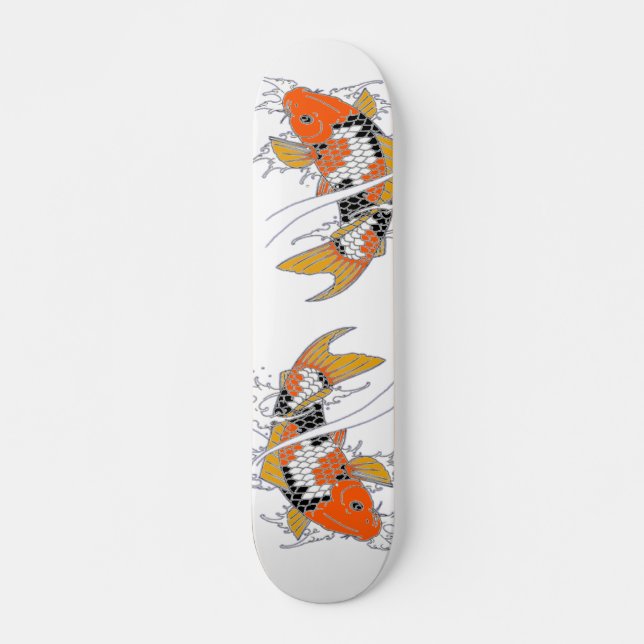 Handgezeichneter Koi-Skateboard Skateboard (Vorne)