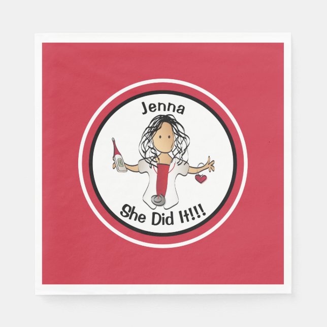 Handgezeichneter Krankenpfleger Abschluss Napkins Serviette (Vorderseite)