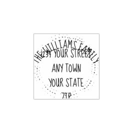 Handgezeichneter Kranz mit Familienname-Rücksendea Gummistempel