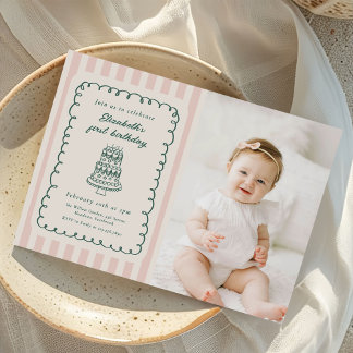 Handgezeichneter Kuchen Quirky Einzigartiges 1. Ge Einladung