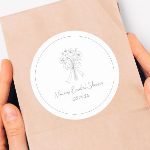 Handgezeichneter lässiger floraler kühler Brautdus Runder Aufkleber