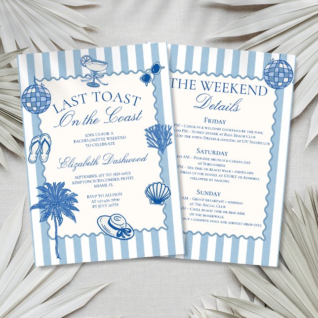 Handgezeichneter letzter Toast an der Küste Bachel Einladung (Von Creator hochgeladen)