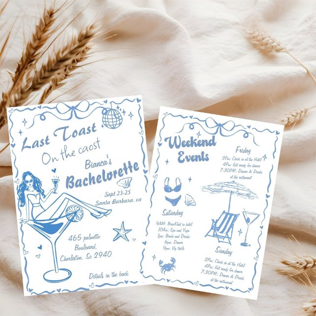 Handgezeichneter letzter Toast an der Küste Bachel Einladung (Von Creator hochgeladen)