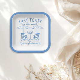 Handgezeichneter letzter Toast Coast Blue Junggese Pappteller