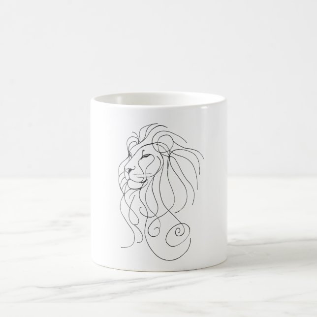 Handgezeichneter Löwe - Minimalistische Linienkuns Kaffeetasse (Mittel)