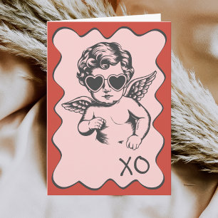 Handgezeichneter lustiger romantischer Cupido XO V Feiertagskarte