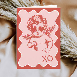 Handgezeichneter lustiger romantischer Cupido XO V Feiertagskarte