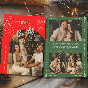 Handgezeichneter Merry and Bright Arch Foto Weihna Feiertagskarte