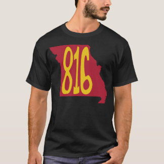 Handgezeichneter Missouri-Staat 816-Flächencode Ro T-Shirt