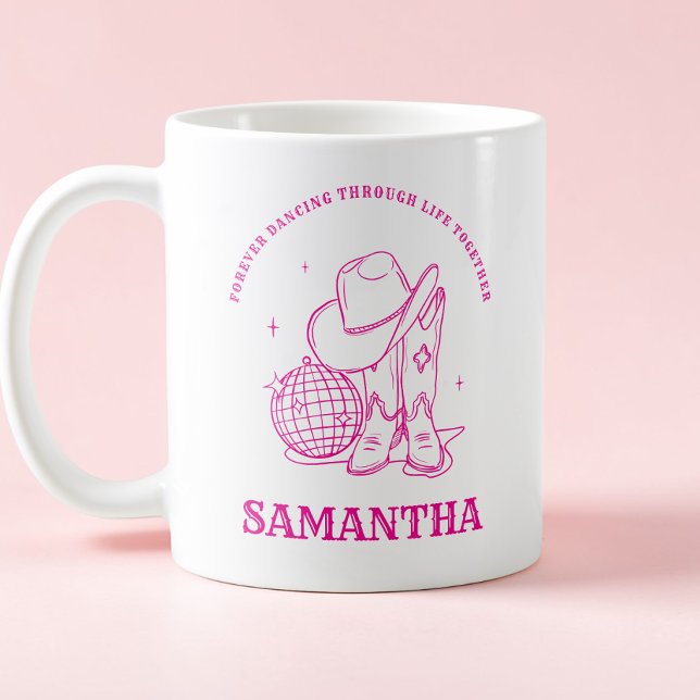 Handgezeichneter moderner rosa westlicher bester F Kaffeetasse (Hand Drawn Modern Pink Western Best Friend Coffee Mug)