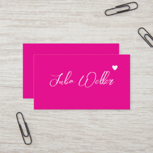 Handgezeichneter Name mit heiß rosa Herz Visitenkarte